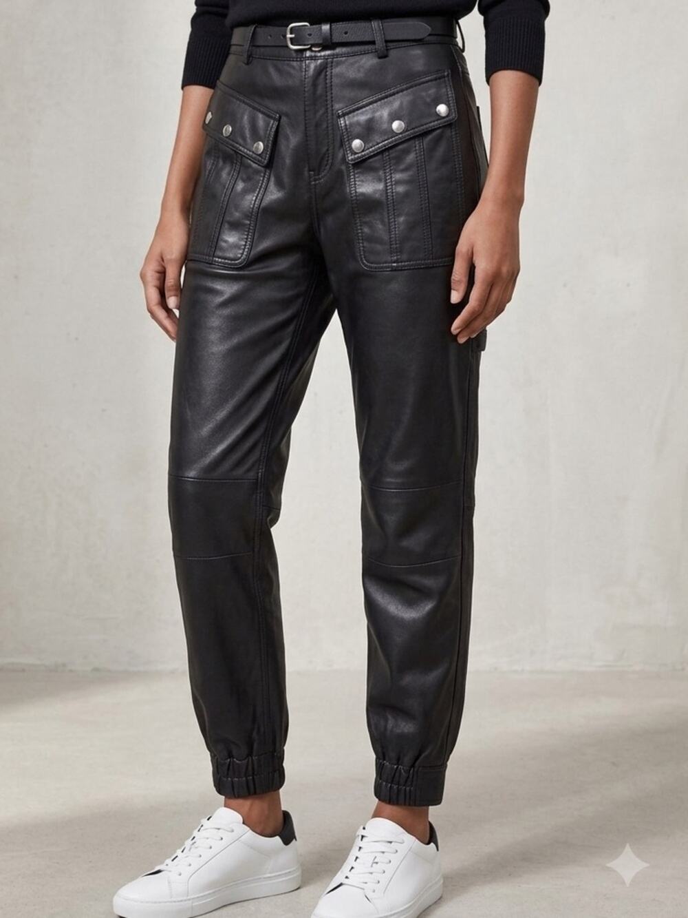 The kooples women’s 100% lamb leather moto style pants size small